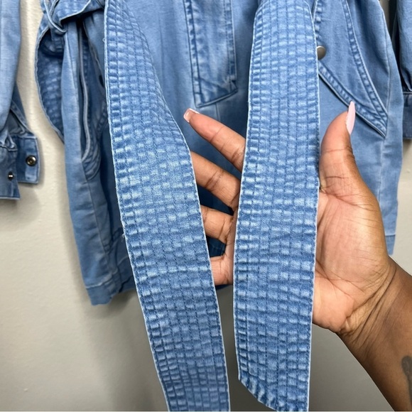 NEW Kut from the Kloth‎ Women Romper XS Blue Chambray Denim Arabella Shorts Belt - Picture 9 of 10